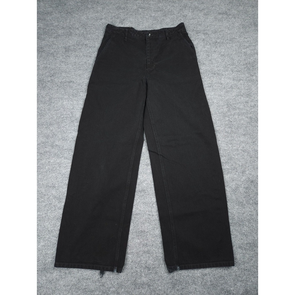 Kallmeyer Jeans Women's 27 x 28 Black Wide Leg Baggy Denim High-Rise Distressed